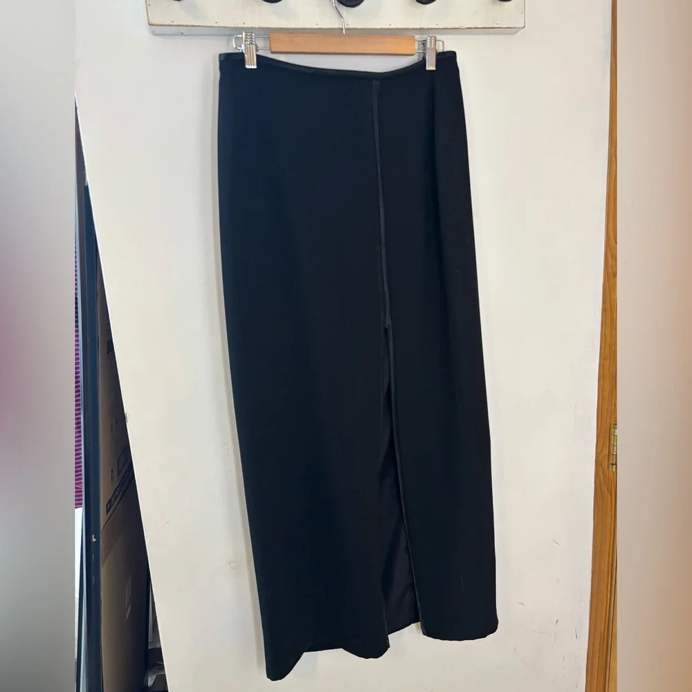 Joseph Ribkoff Black Tuxedo Trim Full Zip Maxi Skirt